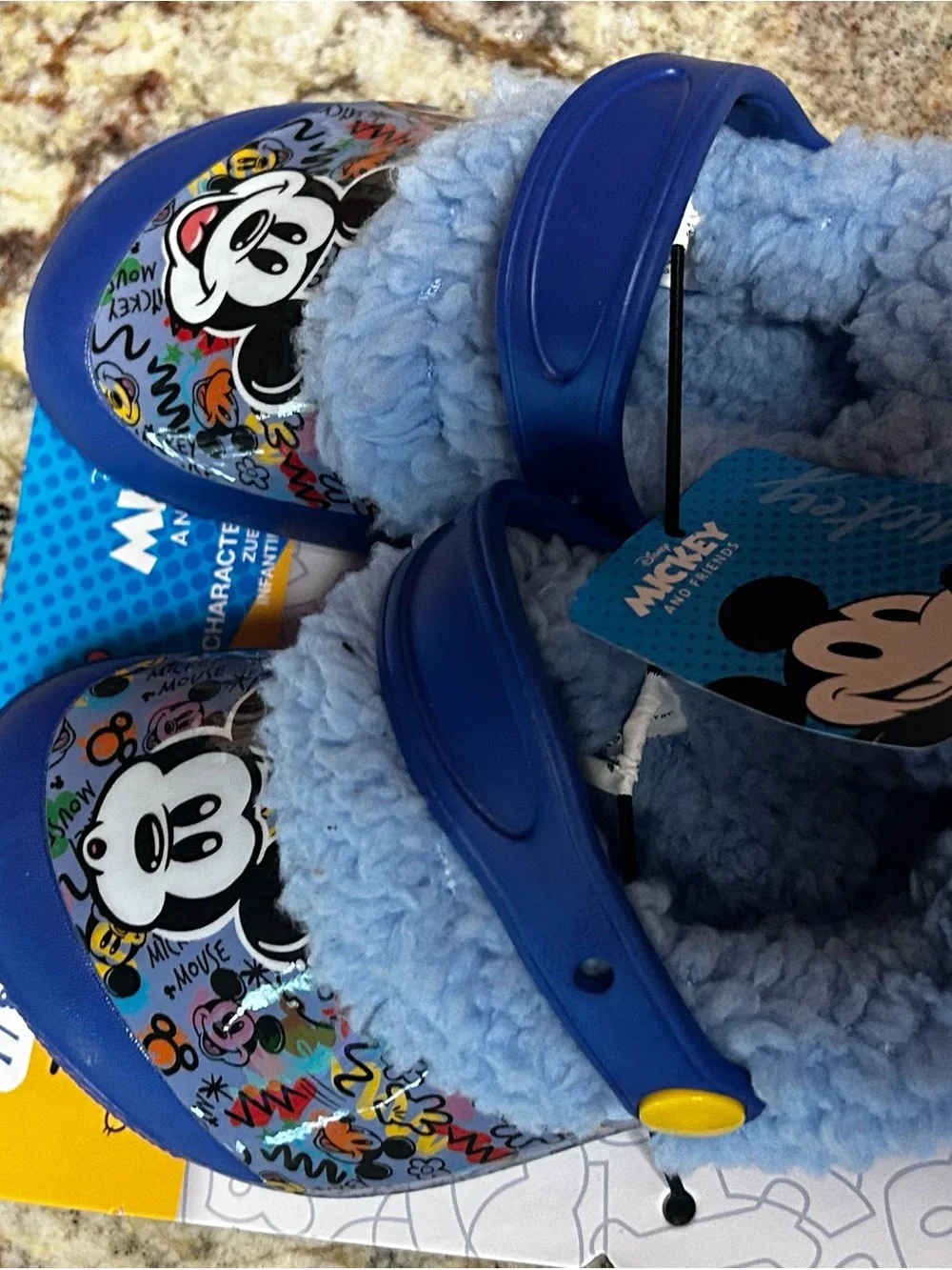 NWT Disney Mickey Mouse & Friends Fuzzy-Lined Unisex Toddler 7/8 Clogs Slip-On